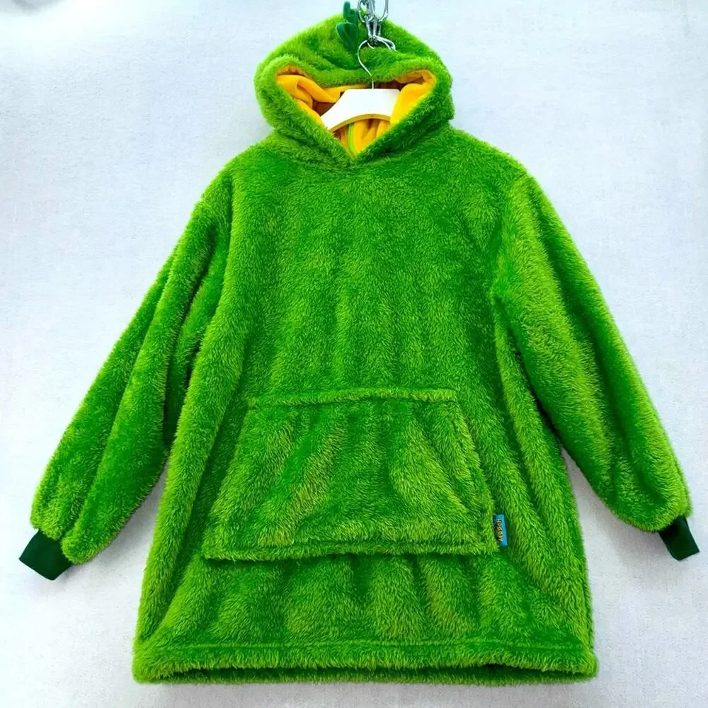 Huggle Pets Kids Green Dinosaur Hoodie Sweatshirt and Packable Plush Toy/Pillow
